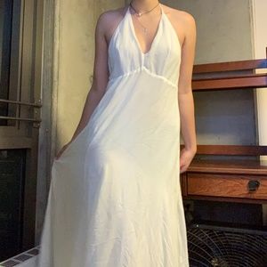 White backless maxi dress